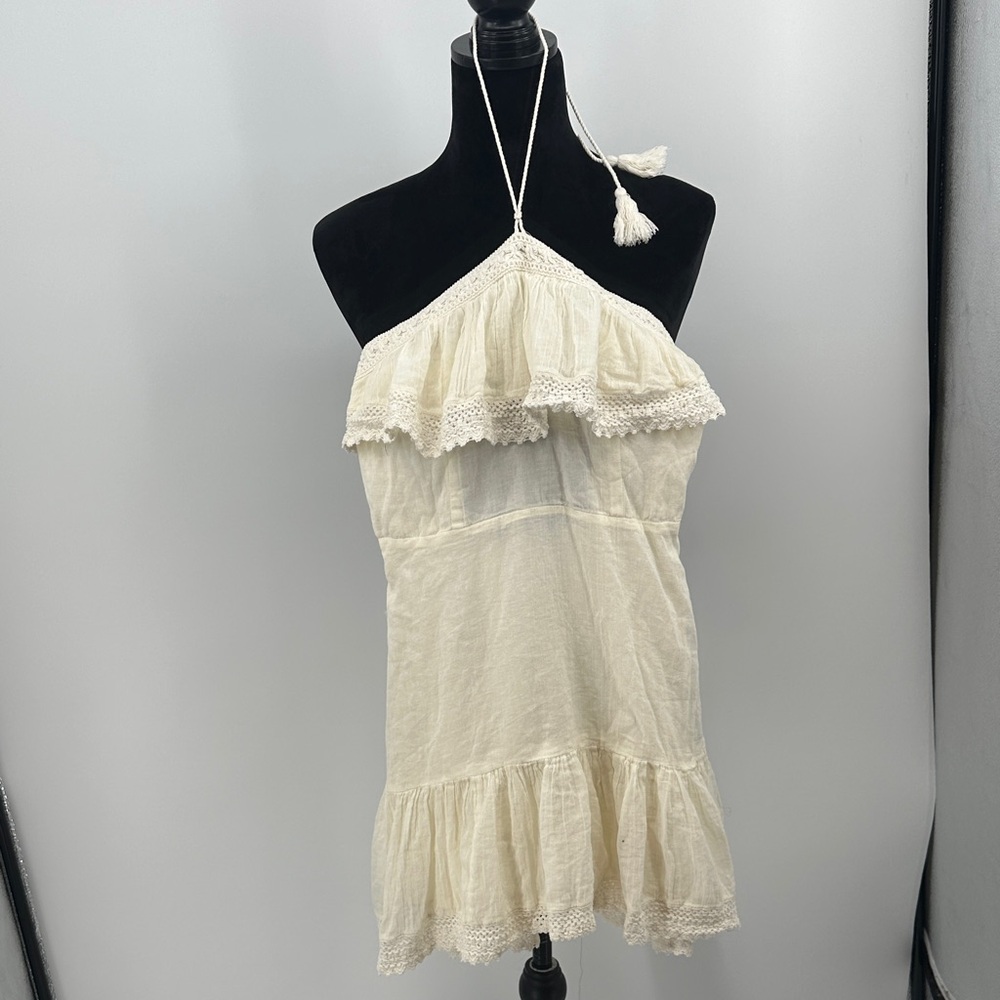 Urban Outfitters Dress off white Cream Halter Neck Ruffle size small